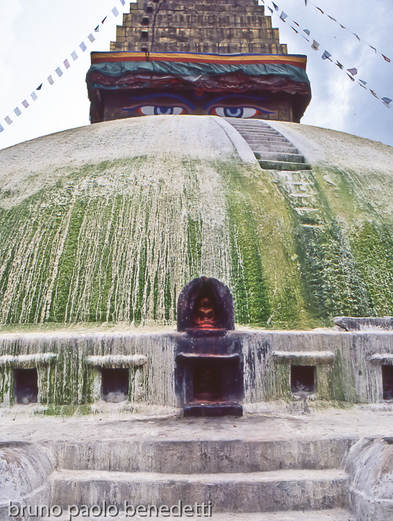 particular of the eyes of Buddah in Bodnath stupa in nepal